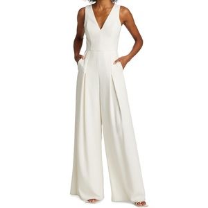 Amsale Crepe Wide Leg Cream White Jumpsuit